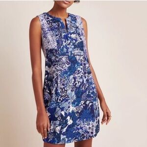 NEW Maeve Blue White Savannah Shift Dress Size 0 Preppy Boho Coastal Mini Travel